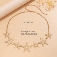 Oversize Plus Size 1pc Gold Starfish Waist Chain, Beach, Vacation, Party, Plus Size XXL/XXXL/XXXXL - Gold - View 1
