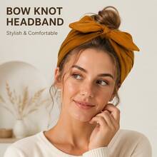 1pc Women's Headband Set, Rabbit Ear Headband, Cute Solid Color Hair Accessory, Elastic Bow Hair Tie, Suitable For Autumn/Winter Holidays And Summer Outfits, Women's Bow Rabbit Ear Headband, Bohemian Style Wide Headband, Extra Wide Cute Rabbit Ear Knot Headband, Women's Hair Accessory, Easter Rabbit Ear Women's Hair Accessory, Spring/Summer Headband, Summer Sweat-Absorbent Women's Wide Head Wrap, Hair Accessory, Elastic Solid Color Bow Hair Accessory - Multicolor - View 15