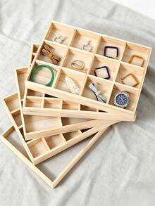 1pc Multi-Compartment Wooden Storage Display Tray, Jewelry Earring Necklace Organizer, Suitable For Vanity Table Earring, Ring, Bracelet Display, Bedroom Decoration, Perfect For Back To School, Holiday Gifts, Christmas, Thanksgiving, New Year Celebration And Valentine's Day Surprise, Christmas Gift - Multicolor - View 11