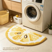 Fruit Bath Mat Cute Bathroom Rug, Lemon Bathroom Floor Mat, Cute Fruit Shaped Non-Slip Washable Decorative Bathtub Mat Shower Rug Cool Floor Mat, Very Soft, Quick Dry, Suitable For Bathroom, Kitchen, Entrance, Hallway, Bedside, Living Room, Bedroom. Machine Washable, Non-Slip Backing Rug, Suitable For Christmas, Thanksgiving, Valentine's Day Christmas Decor, Bathroom Accessories, Room Decor Set - Lemon - View 4