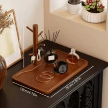 Bamboo Branch Key Storage Tray, Desktop Entryway Organizer With Hooks, Key, Jewelry, Watch And Small Home Decor Storage Tray, Home Desktop Decoration - View 7