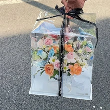1pc Transparent Gift Packaging Box, Suitable For Flowers And Shoes Gift Packaging, Ideal For Halloween And Christmas Gift Decoration (Includes Ribbon) - Clear - View 5