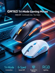 AOC GM 163 Wireless Bluetooth 3-Mode Rechargeable Mouse, Business Office Gaming Computer Tablet Universal - View 7