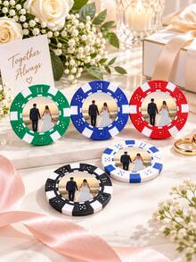 Personalized Poker Chips, Custom Photo Chips,Wedding Favor Poker Chip Set,Bachelor Party Gift, Game Night Keepsake,Personalized Casino Token - Multicolor - View 3