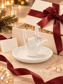 1pc Hand Shaped Jewelry Holder, Ring Holder & Jewelry Tray, Creative Trinket Dish For Rings Earrings Necklace, Vanity Dresser Organizer, Bedroom Tabletop Decor, Gift For Women - Multicolor - View 9