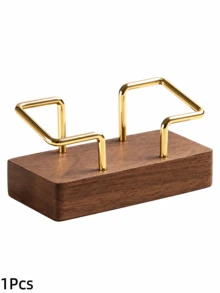 1pc Solid Wood & Metal Business Card Holder, Desktop Card Storage Box, Premium Business Card Display Stand, Office Desk Card Base Holder, Desktop Memo Card Holder, Office Business Card Display Stand, Desktop Small Storage Decor - Desktop Note Storage Box - View 8