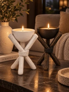 1Pc Artistic Tripod Bowl Candle Holders, Desktop Centerpiece For Wedding & Holiday Decor - Tripod Stand - View 2