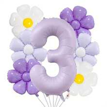 7 Pcs/Set 40 Inch Marca Purple Digital Daisy Balloon Set Flower Aluminum Foil Balloon For Birthday Shower Anniversary Decoration - View 4