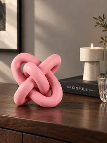 Modern Infinity Knot Decor, Pink Abstract Small Statue, Contemporary Sculptural Home Decoration For Shelf, Mantel, Coffee Table, Bedroom, Office & Housewarming Gift - Selected Items - View 3
