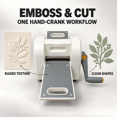 Handheld Manual Embossing Machine, Manual Roller Paper Craft Die Cutting Machine, DIY Scrapbook Greeting Card Embossing Tool, Portable No-Power Hand-Operated Cutting And Embossing 2-In-1 Tool, Cardstock Scrapbook Crafting Machine