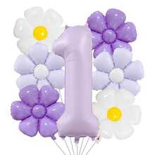 7 Pcs/Set 40 Inch Marca Purple Digital Daisy Balloon Set Flower Aluminum Foil Balloon For Birthday Shower Anniversary Decoration - View 2