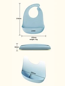 1pc Silicone Baby Bibs Waterproof,100% Soft & Light Silicone,Baby Feeding Essentials,Toddler Gifts,Adjustable To Any Size And All Seasons - Multicolor - View 9