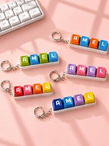 Customized English Name Keycap Keychain, Can Customize Your English Name, Multiple Colors Available, Laptop Bag/Backpack Pendant - Multicolor - View 3