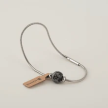 BLKSMTH Twisted Agate Blueberry Berry Style Agate Stainless Steel Snake Chain Bracelet - Grey - View 10