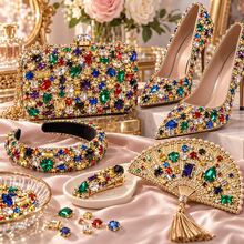 100pcs/200pcs Assorted Colors Gold Claw Setting Glass Rhinestones, Multi-Shape With Holes, Hand-Sewn Crystals For Dresses, Shoes, Bags, Headwear, Phone Cases, DIY Handmade Decoration Accessories Material Pack - Multicolor - View 6