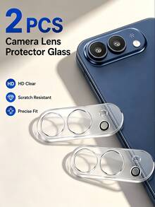 2pcs HD 9H Tempered Glass Camera Lens Screen Protector, Compatible With IPhone Duo/18 Pro Max/18 Pro/17/Air/17 Pro/17 Pro Max/16 Pro Max/15 Pro Max/14 Pro Max/13/12/11 Pro Max, Fits Multiple Phone Models, High Hardness - Clear - View 2