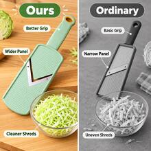1pc Cabbage Slicer & Vegetable Shredder, V-Blade Mandoline Cutter For Thin Cabbage, Purple Cabbage, Carrot And Cucumber, Handheld Salad Prep Tool With Wide Ribbed Panel, Easy-Grip Handle For Kitchen Food Preparation, Coleslaw And Fresh Salad Making - Multicolor - View 5