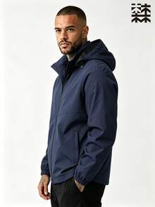Mulinsen Men's Full Zip Hooded Softshell Jacket, Windproof Water-Resistant Commuter Camping Outerwear - Blue - View 2