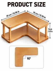 1 buah Rak Display Sudut Premium - Rak Penyimpanan Kayu Solid Dua Lapis, Penyimpanan Kapasitas Besar dengan Sekat Dua Lapis, Sempurna untuk Dapur, Bar Air, Area Kopi | Baki Berlapis untuk Peralatan Makan | Meja Kantor/Meja Kerja Komputer | Alat Penghemat Ruang di Meja | Stand Display Perlengkapan Mandi - MultiWarna - View 2