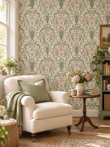 SUPSTICKER Vintage Botanical Bird Peel & Stick Wallpaper, Removable PVC Wall Decor For Bedroom, Living Room & Reading Corner - Flowers - View 4