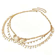 1pc Sexy Fashion Multi-Layer Waist Chain, Elegant Versatile Butterfly & Daisy Pendant Waist Chain - Gold - View 4