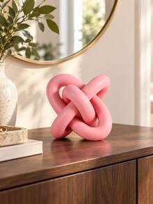 Modern Infinity Knot Decor, Pink Abstract Small Statue, Contemporary Sculptural Home Decoration For Shelf, Mantel, Coffee Table, Bedroom, Office & Housewarming Gift - Selected Items - View 7