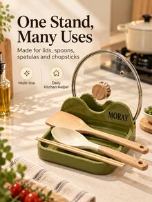 Pot Lid & Kitchen Utensil Holder, Kitchen Spoon Rack With Drip Tray, Suitable For Pot Lids And Cooking Tools, Countertop Pot Lid Stand, Ideal For Home Cooks, Kitchen Countertop And Stove Side Use - Multicolor - View 1
