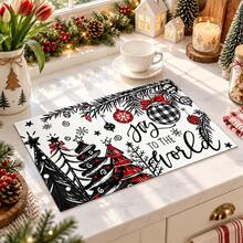 1pc 2D Christmas Absorbent Mat, Christmas Tree Pattern, Kitchen Countertop Absorbent Drying Mat, Coffee Machine Mat, Pour-Over Coffee Pot Mat, Dish Drainer Mat, Non-Slip Heat-Resistant Kitchen Mat, Dining Table Mat, Breakfast Mat, Washing Machine Mat, Home Kitchen Dining Table Coffee Shop Bar Decor Mat, Holiday Party Housewarming Gift - Multicolor - View 4