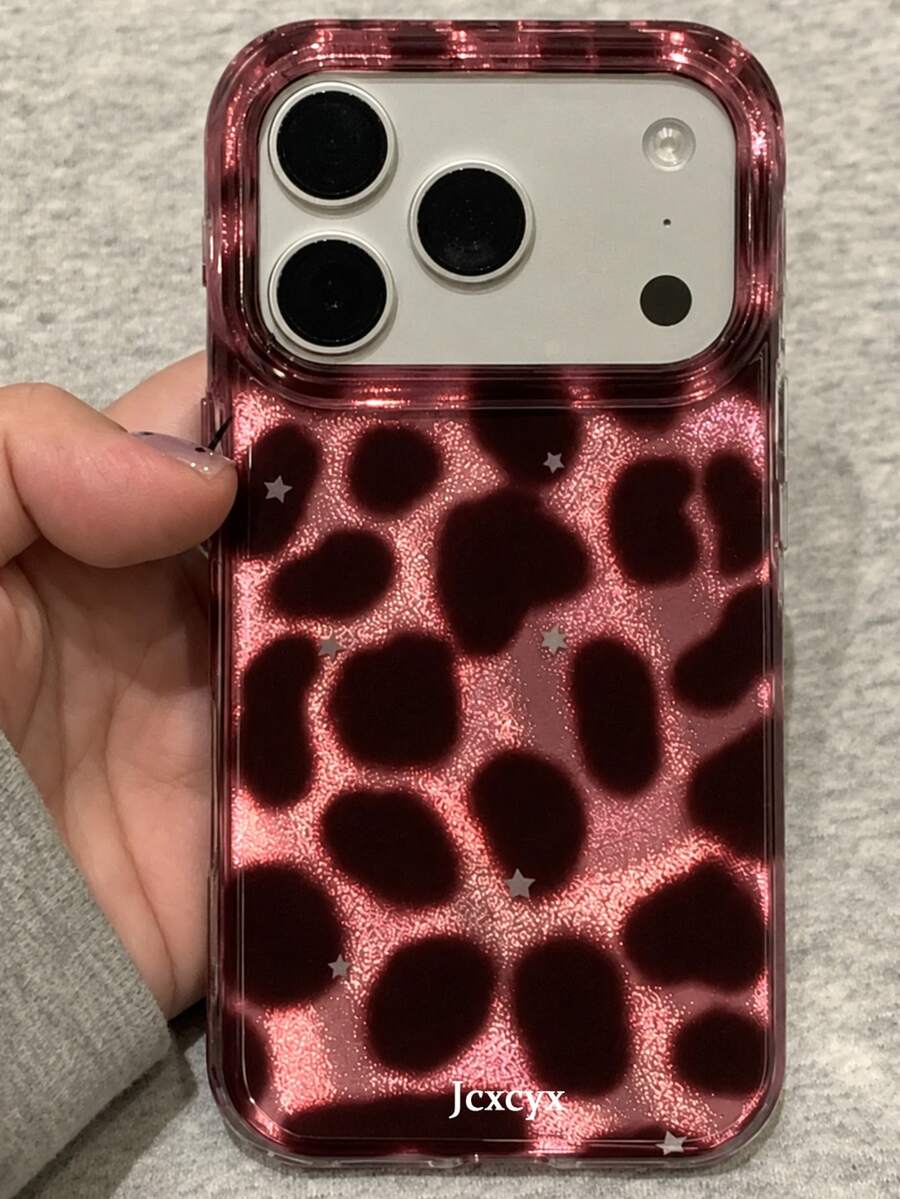 Luxury Autumn Brown Leopard Print Glitter Ice Phone Case, Compatible With IPhone 18 Pro Max 18 Pro 17 Pro Max 17 Pro 17 16 Pro Max 16 Pro 16 15 Pro Max 15 Pro 15 14 Pro Max 14 Pro 14 13 Pro Max 13 Pro 13 12 Pro Max 12 Pro 12 11, Fashion Shockproof Anti-Drop Phone Case