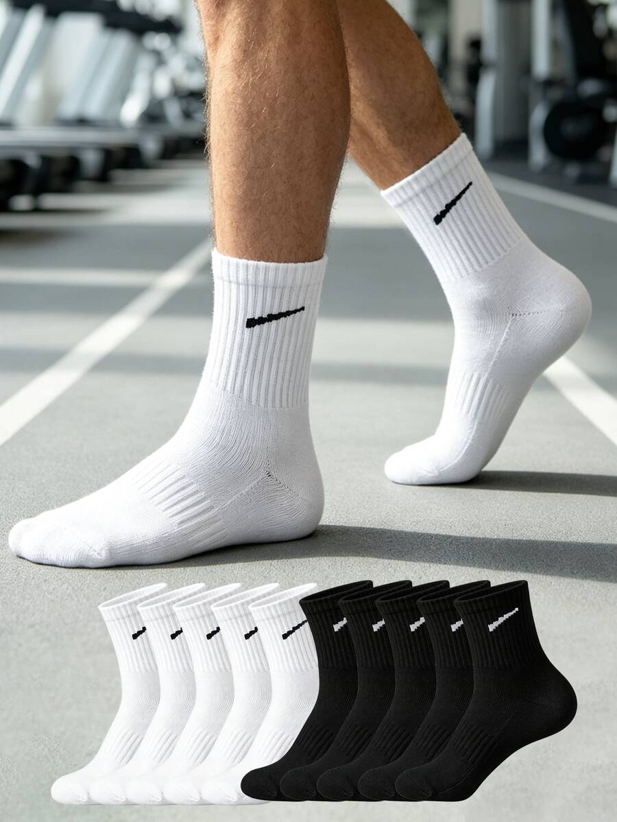 1/5/10/20 Pairs Unisex Mid-Calf Socks, Diagonal Stripe Waist Casual Socks, Suitable For Fitness, Running, Basketball, Badminton Outdoor Sports Socks - Multicolor - View 1