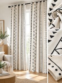 HHMC 1pc White-Background Fabric With Black Stripes And Geometric Print Suitable For DIY Sewing And Crafts, Such As Making Throw Pillows, Curtains, Tablecloths, Bags, And Other Projects. 150 Cm Wide. Perfect For Fall And Winter. - Multicolor - View 7