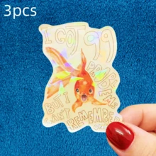 1pc/3pcs Funny Goldfish Text Stickers, Waterproof And Wear-Resistant, Cute Personalized Decorative Stickers, Suitable For Laptop, Water Bottle, Phone Case, Book, Desk Wall, Student Planner Material, DIY Decoration, Not Easy To Fall Off, Soft And Adorable - Vinyl - View 13