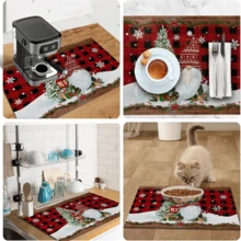 1pc Dish Drying Mat, Coffee Machine Mat, Christmas Reindeer Decor Dish Drying Mat, Red And Black Plaid Christmas Tree Pattern Kitchen Dish Drainer Mat, Suitable For Tabletop Protection, Christmas Kitchen Decor Atmosphere, Holiday Table Mat, Multi-Purpose Drying Mat, Home Gift, Tabletop Decoration - XYLSD-1133 - View 11