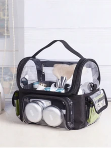 New Large Capacity Transparent PVC Makeup Bag, Travel Portable Handheld Toiletry Bag, Waterproof Cosmetic Tool Bag - Multicolor - View 5