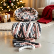 CLSUPER 2 Packs Chunky Chenille Yarn Set, 2*250g (Total 18oz), Super Soft Plush Jumbo Yarn For Arm Knitting, DIY Blankets, Pet Bed, Pillow, Stuffed Animals, Crochet Projects, Washable, Beginner - Multicolor - View 7
