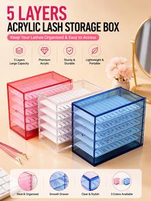 5-Layer Acrylic Eyelash Storage Box, Camellia Single-Strand Lash Desktop Flower Storage Organizer - Clear - View 10