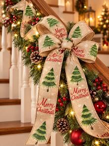 Julband i linne, flera tryckta mönster tillgängliga, röd- och svartrutig textur. Dekorativt julband för DIY, används för julgransinslagning, presentförpackning, kransdekoration och juldisplay i fönster. Julfestartikel, julpresentbuntning, handgjort dekorationsmaterial för att skapa en varm julstämning, lämpligt för juldekoration i hem och butik. - Flerfärgad - Visa 7