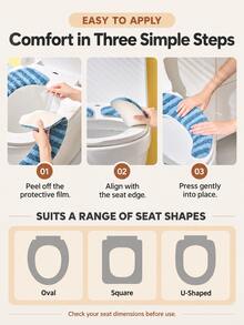 1 Pair - Autumn/Winter Toilet Seat Cover, Washable And Reusable Toilet Seat Pad, Memory Foam Plush Toilet Seat Cushion, Electrostatic Adsorption Adhesive, Soft And Non-Shedding Universal Waterproof Toilet Seat Ring Sticker, Toilet Seat Cover, Toilet Accessories, Cute Toilet Seat Pad And Toilet Seat Cover - Multicolor - View 6
