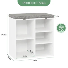 Wanfeeso Entryway Shoe Bench With Storage - Upholstered Seating Bench With Open Compartments & Side Pockets - Space-Saving Shoe Rack Organiser For Hallway & Bedroom - White 51*30.5*53 - View 5