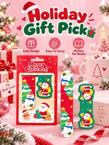 1 Set Christmas Magnetic Bookmarks, Cute Double-Sided Design, Featuring Santa Claus, Snowman And Christmas Tree Patterns, Perfect Holiday Gift For Book Lovers - Multiple Styles - View 4