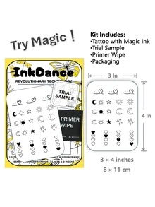 1 Set "Miniature Design" Revolutionary Technology Tattoo Stickers, Semi-Permanent Tattoos, Temporary Tattoos, Long-Lasting, Butterfly Wings, Paw Prints, Sun, Heart, Moon Patterns, Realistic Tattoo Effect, Waterproof, Plant-Based Material X162 - Black - View 3