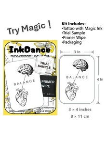 1 Set "Brain & Heart" Revolutionary Tech Tattoo Stickers, Semi-Permanent Tattoo, Temporary Tattoo, Long-Lasting, Cute Butterfly Tattoo, Realistic Tattoo, Waterproof, Lifelike Tattoo Effect, Plant-Based X179 - Black - View 3