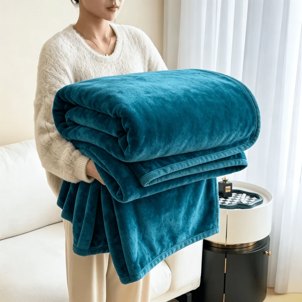 500GSM Double-Sided Anti-Static Ultra-Fine Microfiber Fleece Blanket, Reversible All-Season Warm & Comfortable Bed Throw, Suitable For Men & Women