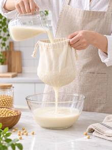 3pcs Reusable Drawstring Food Strainer Bags, Suitable For Soy Milk, Nut Milk, Soup, Broth, Herbal And Kitchen Filtration, Fine Mesh Kitchen Filter Bags - Multicolor - View 2