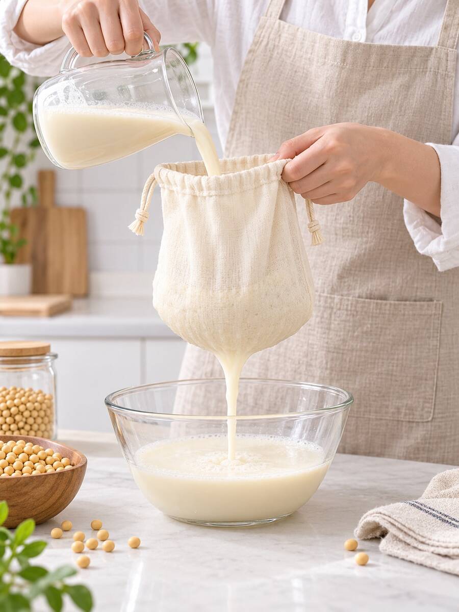 3pcs Reusable Drawstring Food Strainer Bags, Suitable For Soy Milk, Nut Milk, Soup, Broth, Herbal And Kitchen Filtration, Fine Mesh Kitchen Filter Bags