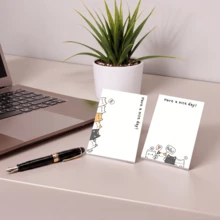 2 Packs Total 100 Sheets Cute Cat Sticky Notes, Q-Version Peeking Cat And Speech Bubble Pattern, Have A Nice Day, Blank Inner Pages, Self-Adhesive Memo Pads, Office And Study Small Gift - 70x100mm - View 3