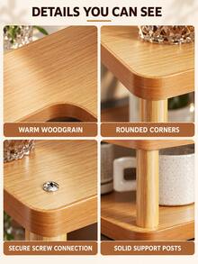 1 buah Rak Display Sudut Premium - Rak Penyimpanan Kayu Solid Dua Lapis, Penyimpanan Kapasitas Besar dengan Sekat Dua Lapis, Sempurna untuk Dapur, Bar Air, Area Kopi | Baki Berlapis untuk Peralatan Makan | Meja Kantor/Meja Kerja Komputer | Alat Penghemat Ruang di Meja | Stand Display Perlengkapan Mandi - MultiWarna - View 4