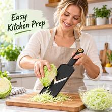 1pc Cabbage Slicer & Vegetable Shredder, V-Blade Mandoline Cutter For Thin Cabbage, Purple Cabbage, Carrot And Cucumber, Handheld Salad Prep Tool With Wide Ribbed Panel, Easy-Grip Handle For Kitchen Food Preparation, Coleslaw And Fresh Salad Making - Multicolor - View 3