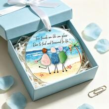 2D Flat Style, 1pc Personalized Friendship Acrylic Hanging Ornament - Suitable As A Commemorative Gift For Best Friends, Acrylic Hanging Pendant With Pebble Art And True Friend Quotes, Used For Christmas Tree Decoration, Forever Best Friends Home Decor, 2D Flat Style - A - View 3