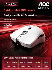 AOC GM230 Tri-Mode Wireless Mouse Bluetooth 2.4G Wired Lightweight Gaming Mouse Universal For Laptop Office Multiple Colors Available - View 5